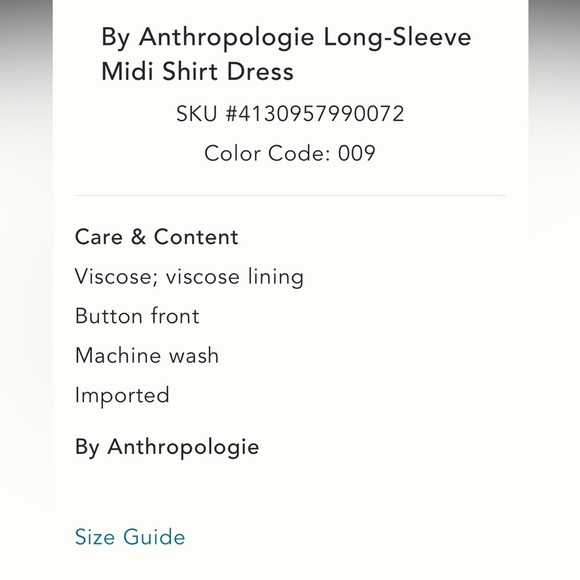 🌟LAST ONE🌟 Anthropologie NWT Long-Sleeve Midi Shirt Dress size S. - Picture 5 of 13